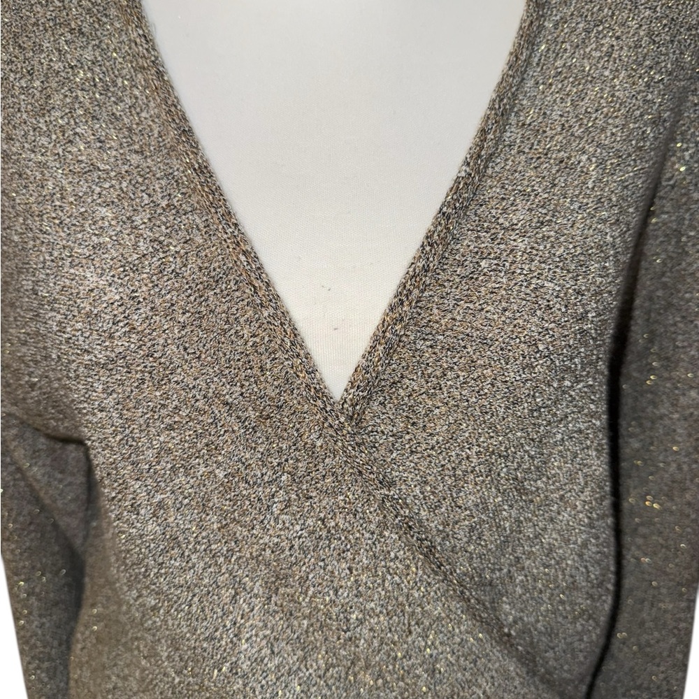 Free People Going For Gold Faux Wrap Sweater women’s sz Large new nwt - Picture 2 of 16